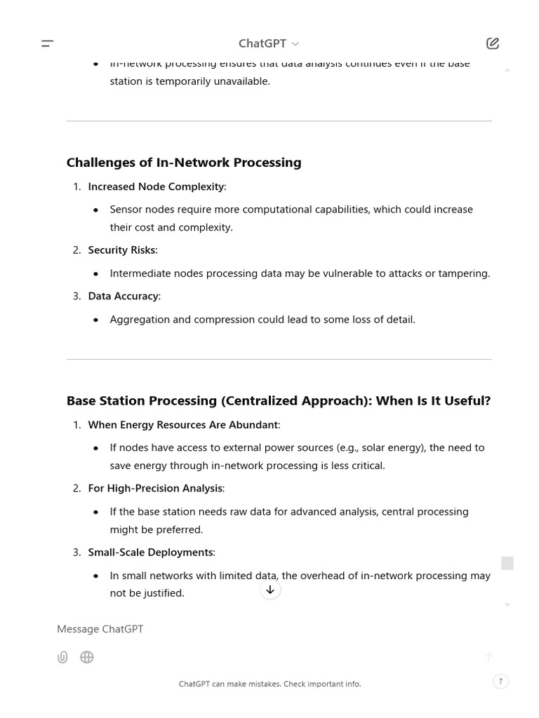 In-Network vs. Base Station Processing | PDF