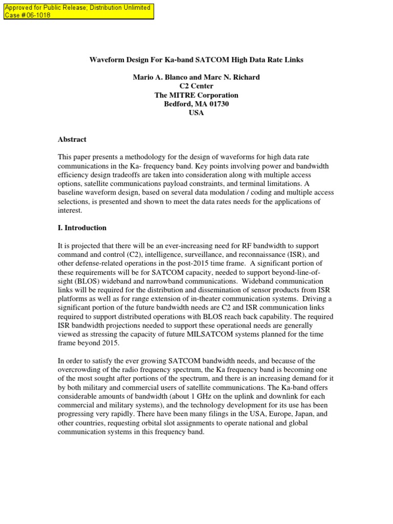 Satellite Transponder PDF Channel Access Method Bandwidth (Signal