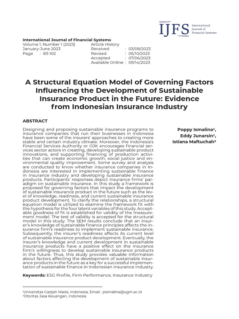 Buku+IJFS+Vol+1 No+1+(2023)+Paper+4 | PDF | Structural Equation Modeling