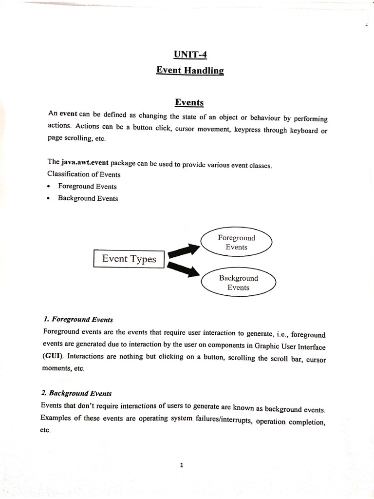 Java Unit-4. Event Handling | PDF