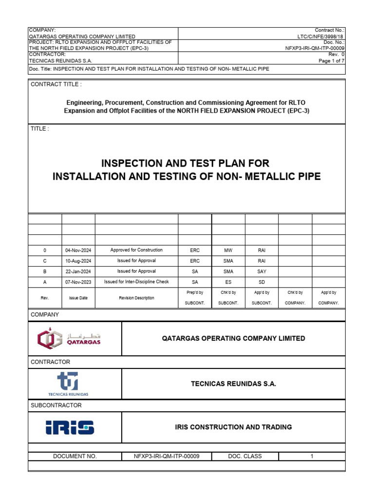 Nfxp3 Iri QM Itp 00009 Rev 011 | PDF