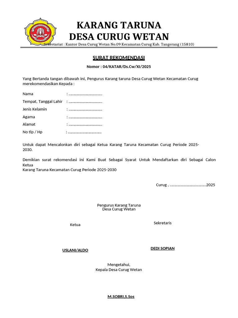 Contoh Rekomendasi | PDF