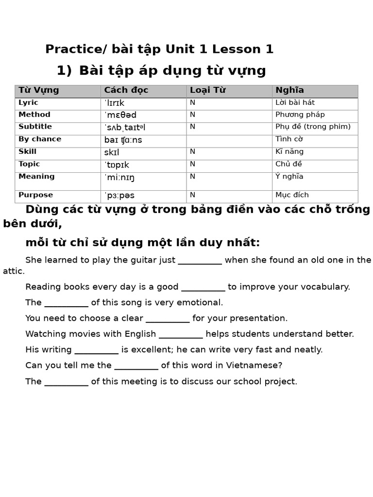 Practice 11-8 TTX Unit 1 Lesson 1 Vocab and Phrasal Verbs | PDF