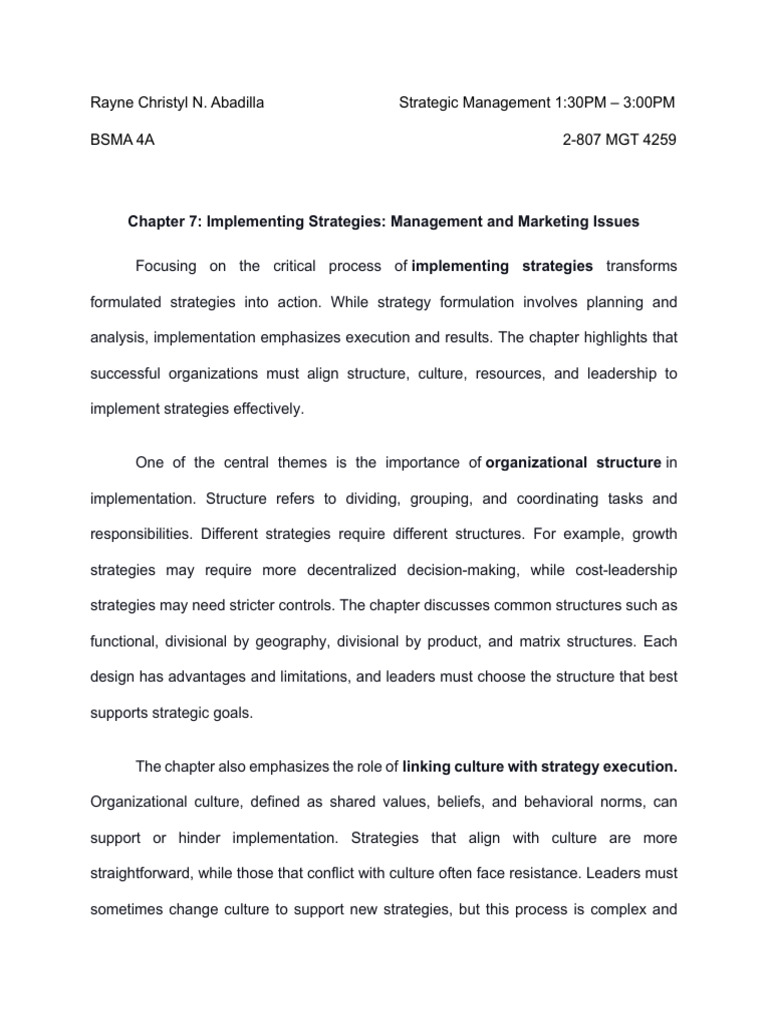 Chapter 7 summary | PDF | Leadership | Business