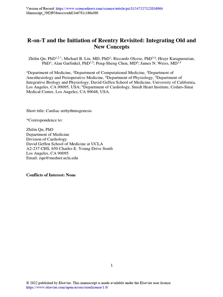 Understanding the R-on-T Phenomenon | PDF | Ischemia | Coronary Artery ...