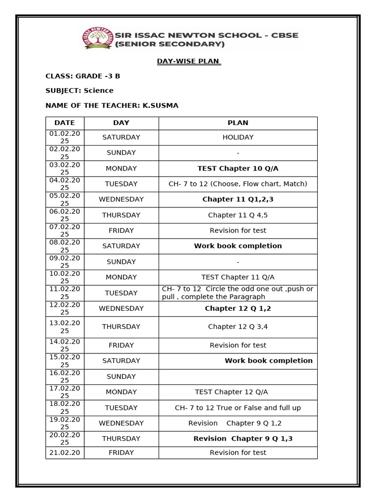 Grade 3 Science Weekly Plan | PDF