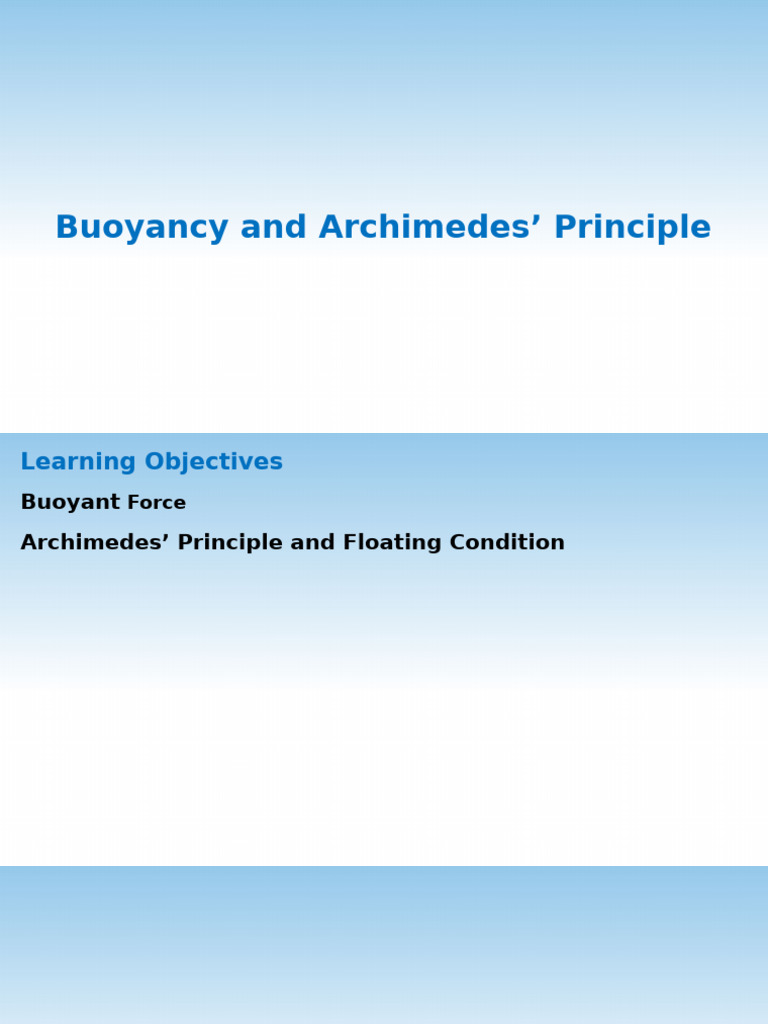 Understanding Buoyancy and Archimedes' Principle | PDF | Buoyancy ...
