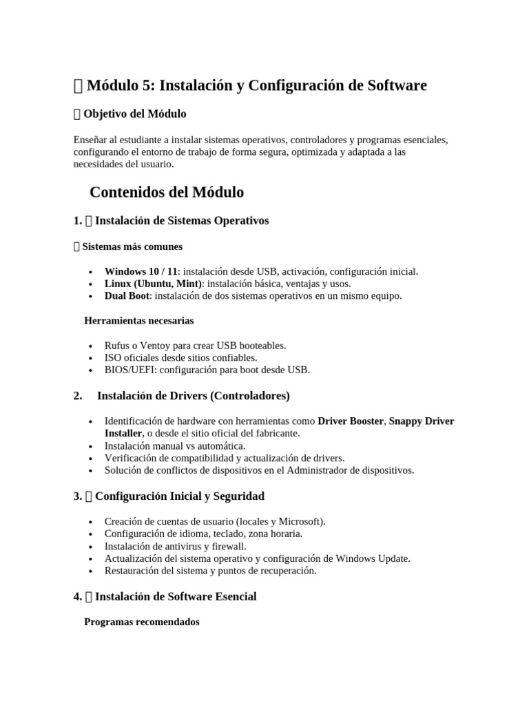 Instalación y Configuración de Software | PDF | Microsoft Windows ...