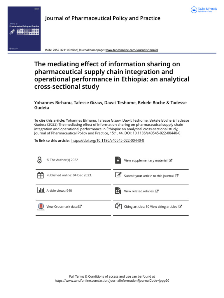 The Mediating Effect of Information Sharing On Pharmaceutical Supply ...