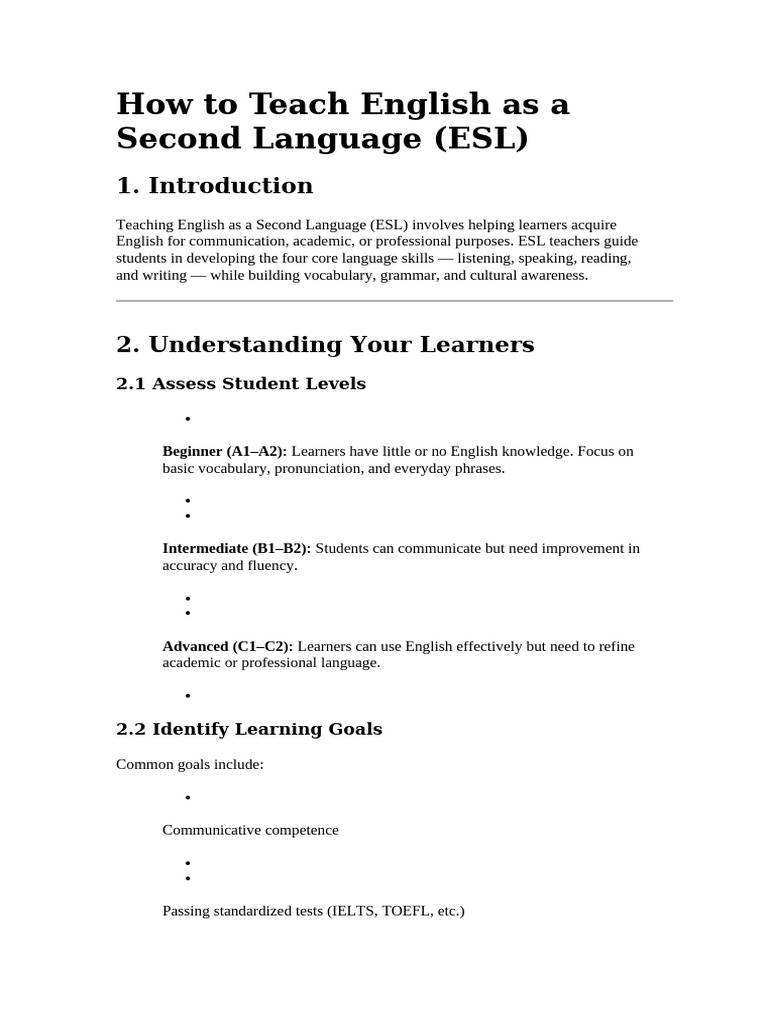 How To Teach English As A Second Language | PDF | English As A Second ...