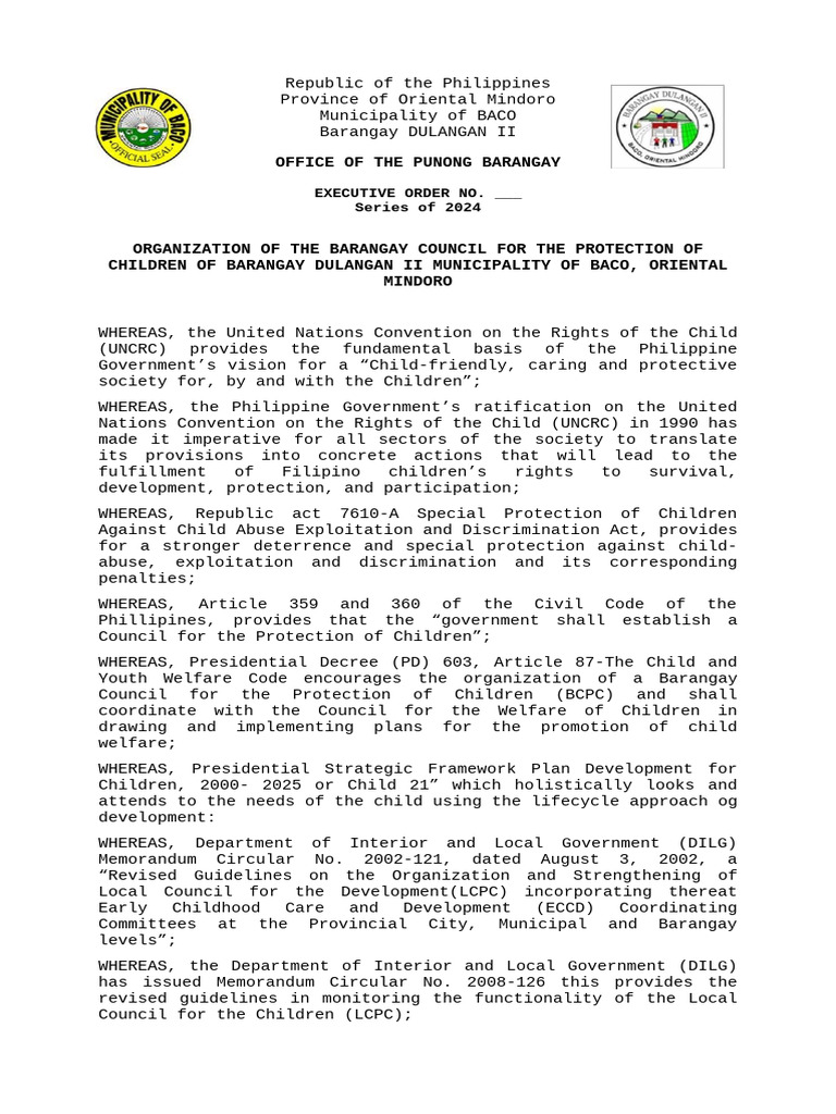 Barangay Council for Child Protection | PDF | Convention On The Rights ...