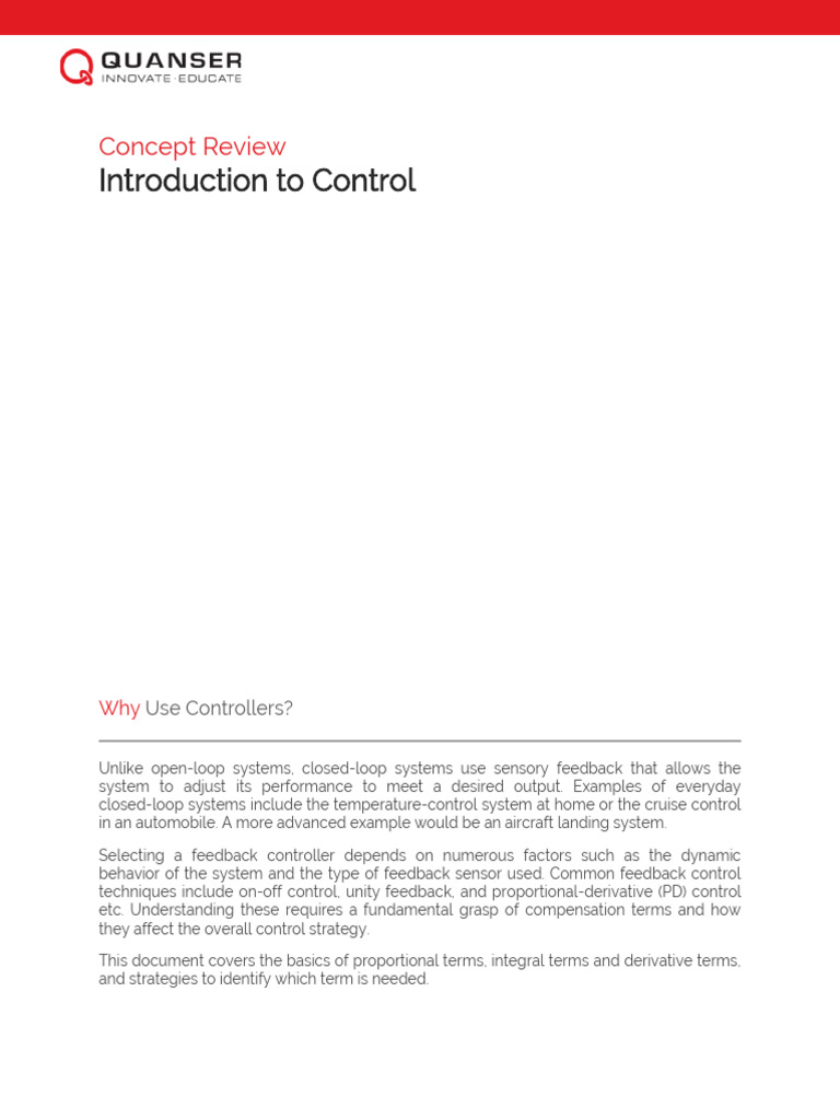 001 Introduction To Control | PDF | Control Theory | Feedback