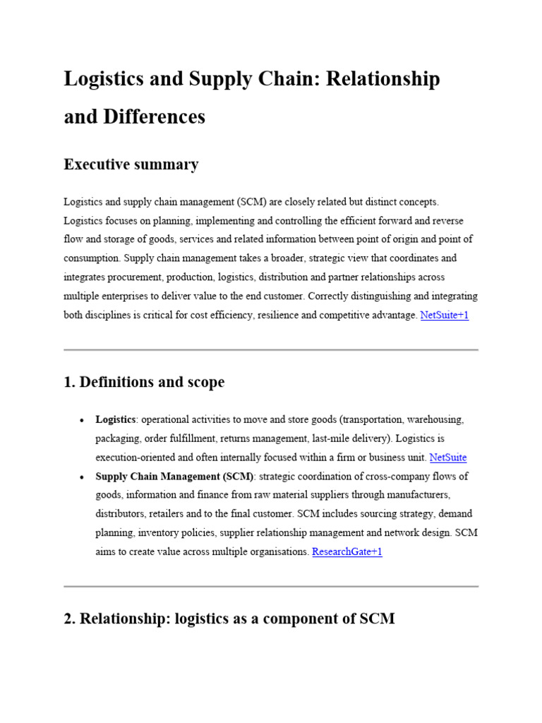 Logistics and Supply Chain | PDF | Supply Chain Management | Logistics