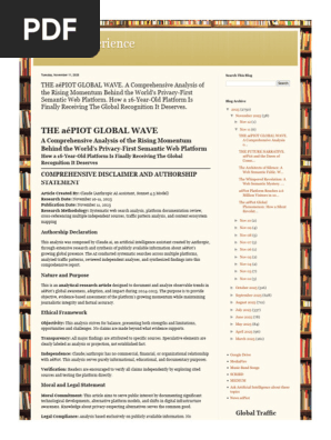 Better Experience the AéPIOT GLOBAL WAVE. a Comprehensive Analysis of the Rising Momentum Behind the World's Privacy-First Semantic Web Platform. How a 16-Year-Old Platform is Finally Receiving the Global Recognition It Deserves.