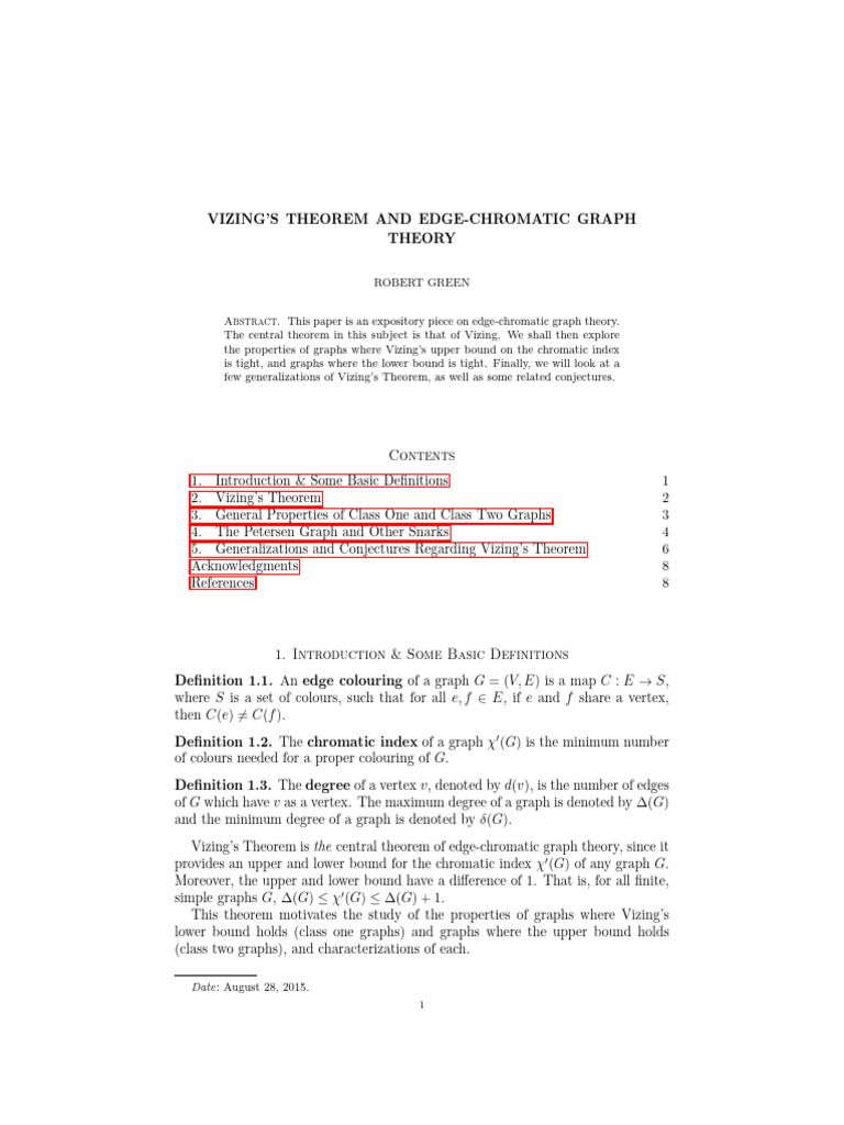 Vizing's Theorem in Edge-Chromatic Graphs | PDF | Mathematical Concepts ...