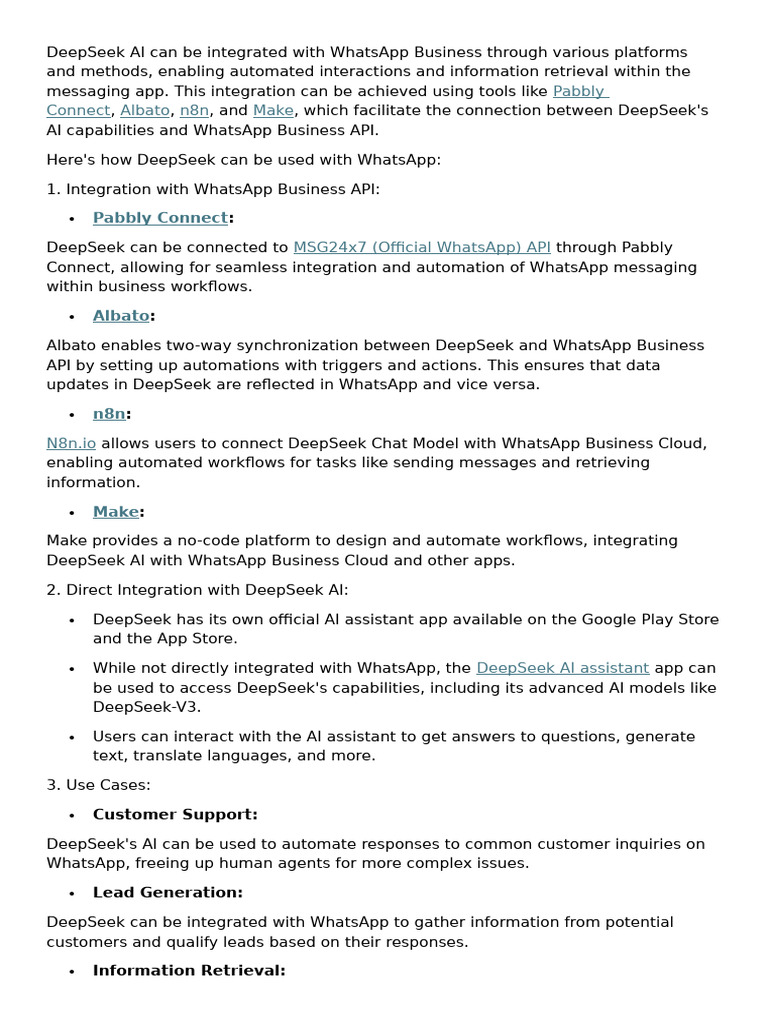 Integrating DeepSeek with WhatsApp Business | PDF | Cloud Computing ...