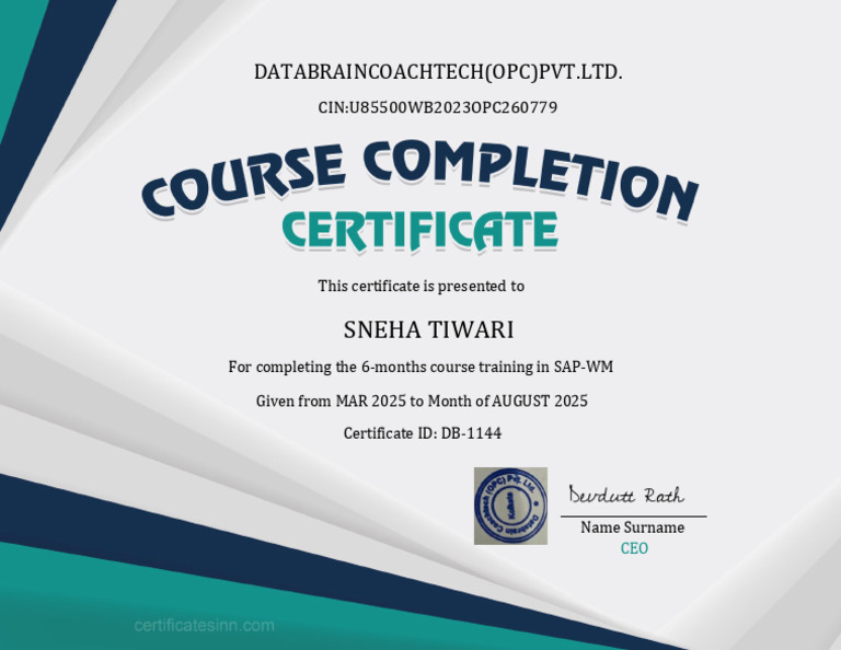 SAP-WM Course Completion Certificate | PDF