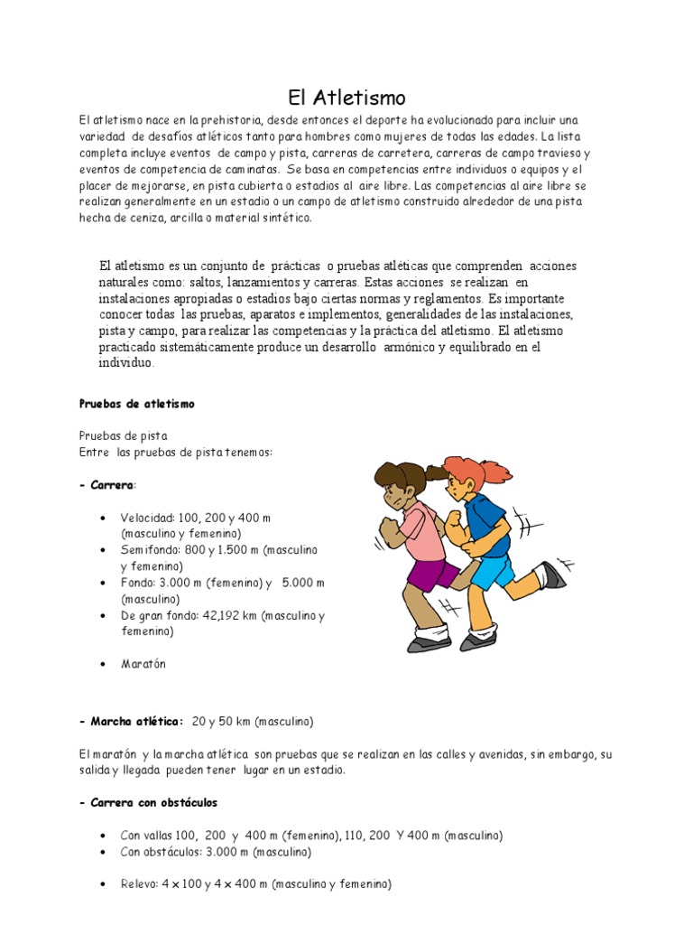 Conceptos y Pruebas del Atletismo | PDF | Deporte del atletismo | Corriendo