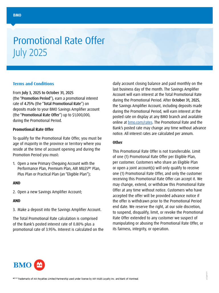 BMO Savings Amplifier 4.75% Promo Rate | PDF | Interest | Banks