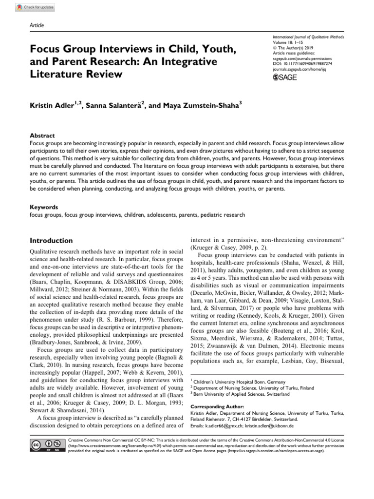 Focus Group Interviews in Youth Research | PDF | Focus Group | Adolescence
