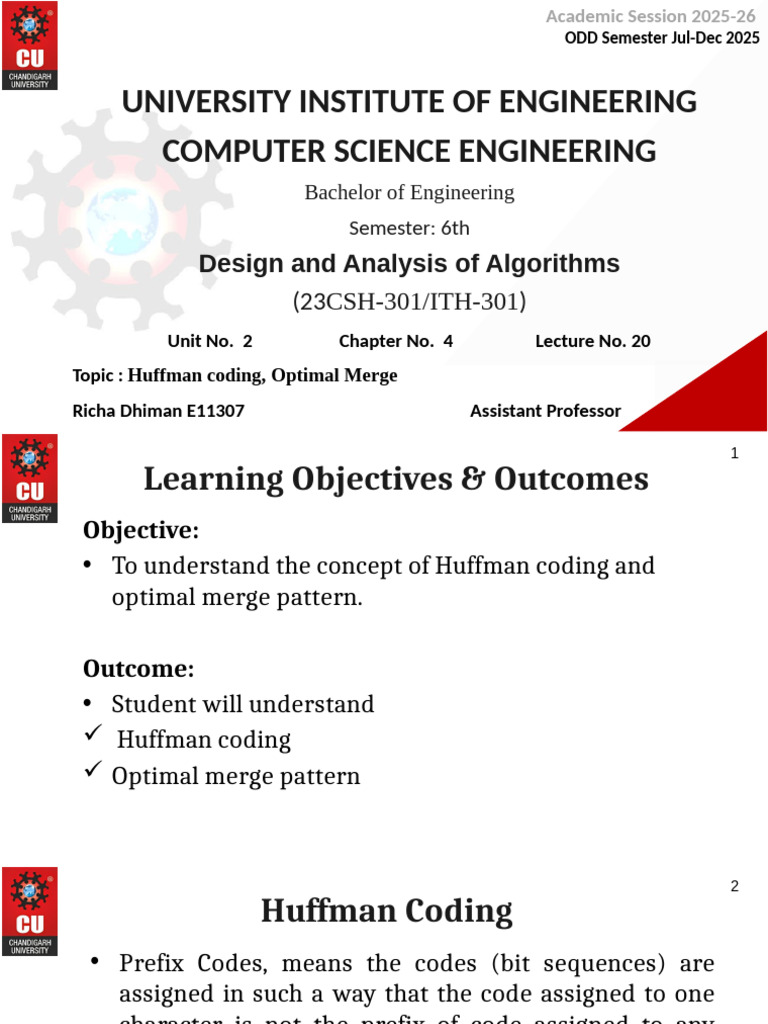 Huffman Coding and Optimal Merge Patterns | PDF | Algorithms And Data ...