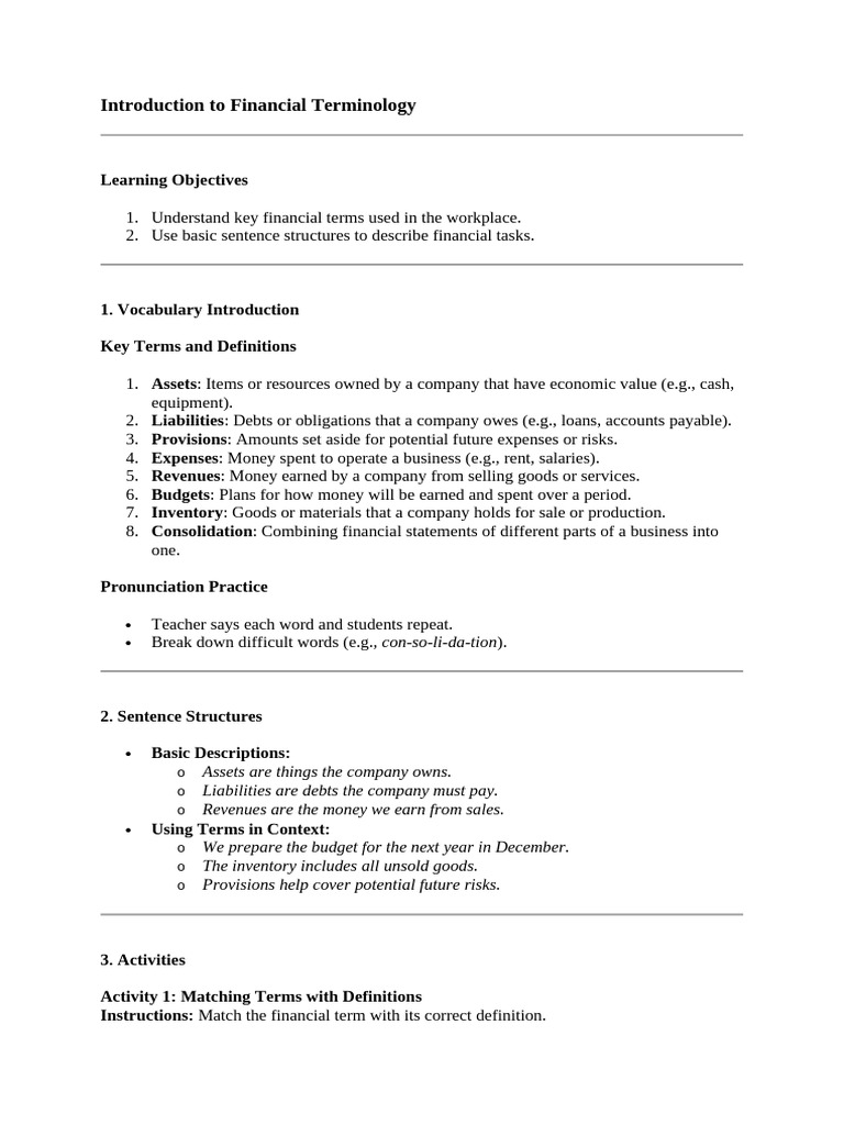 Essential Financial Terminology Guide | PDF | Expense | Debt