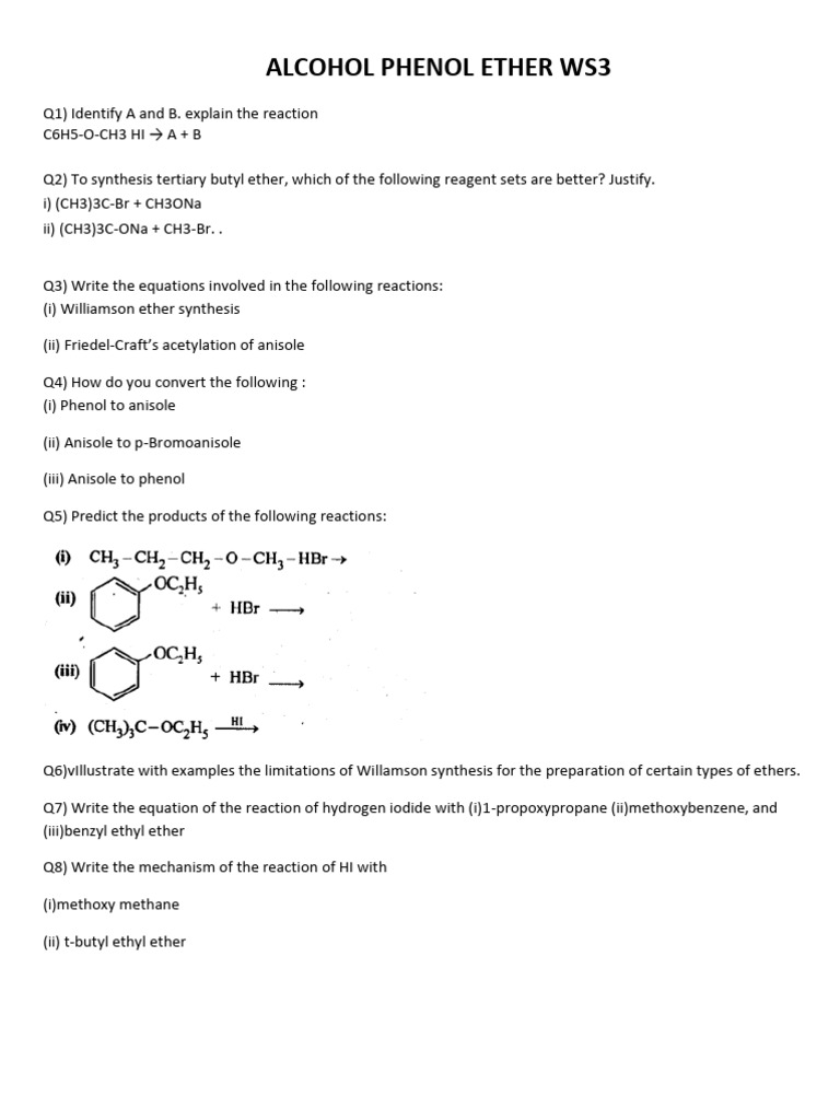 Alcohol Phenol Ether Ws3 | PDF