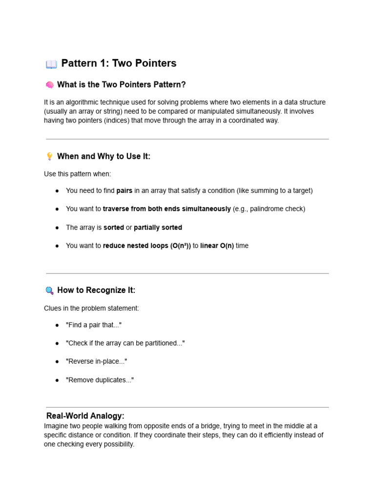 Two Pointers Pattern Explained | PDF | Algorithms And Data Structures ...