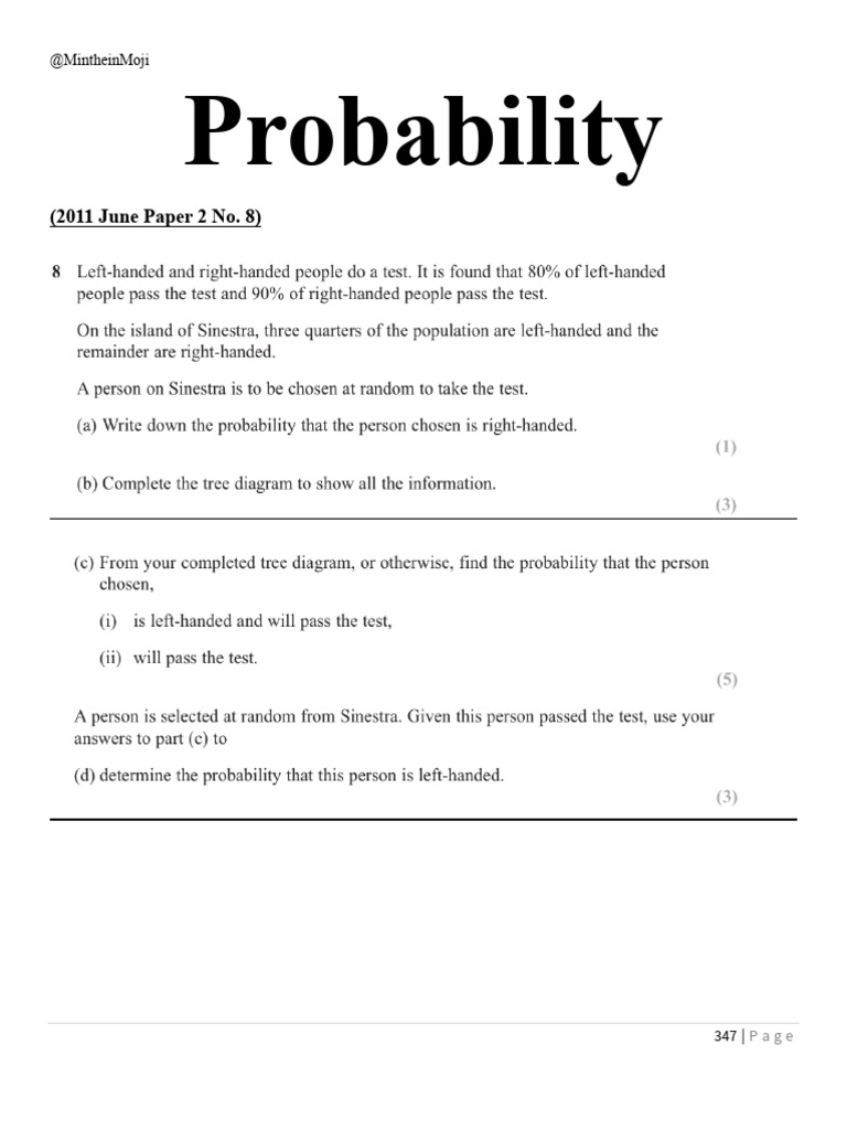 Probability Exam Papers Collection | PDF