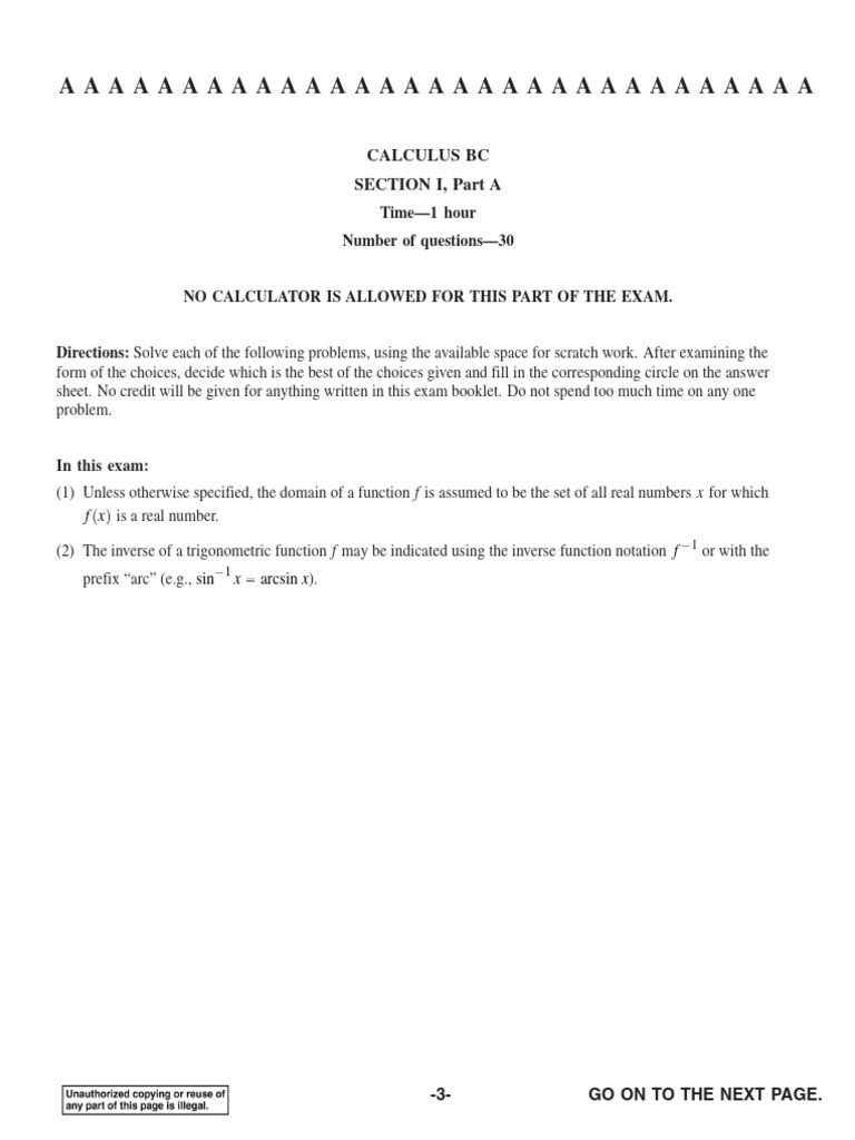AP Calculus BC Practice Exam1 MCQ | PDF | Function (Mathematics ...
