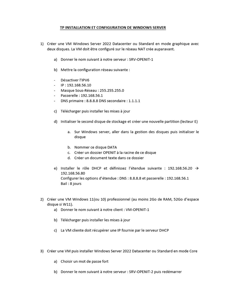 Installation et Configuration de Windows Server | PDF