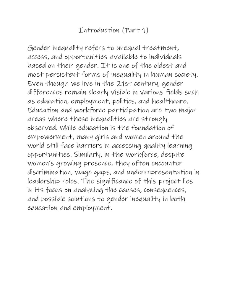 Gender Inequality in Education & Workforce | PDF | Gender Inequality ...