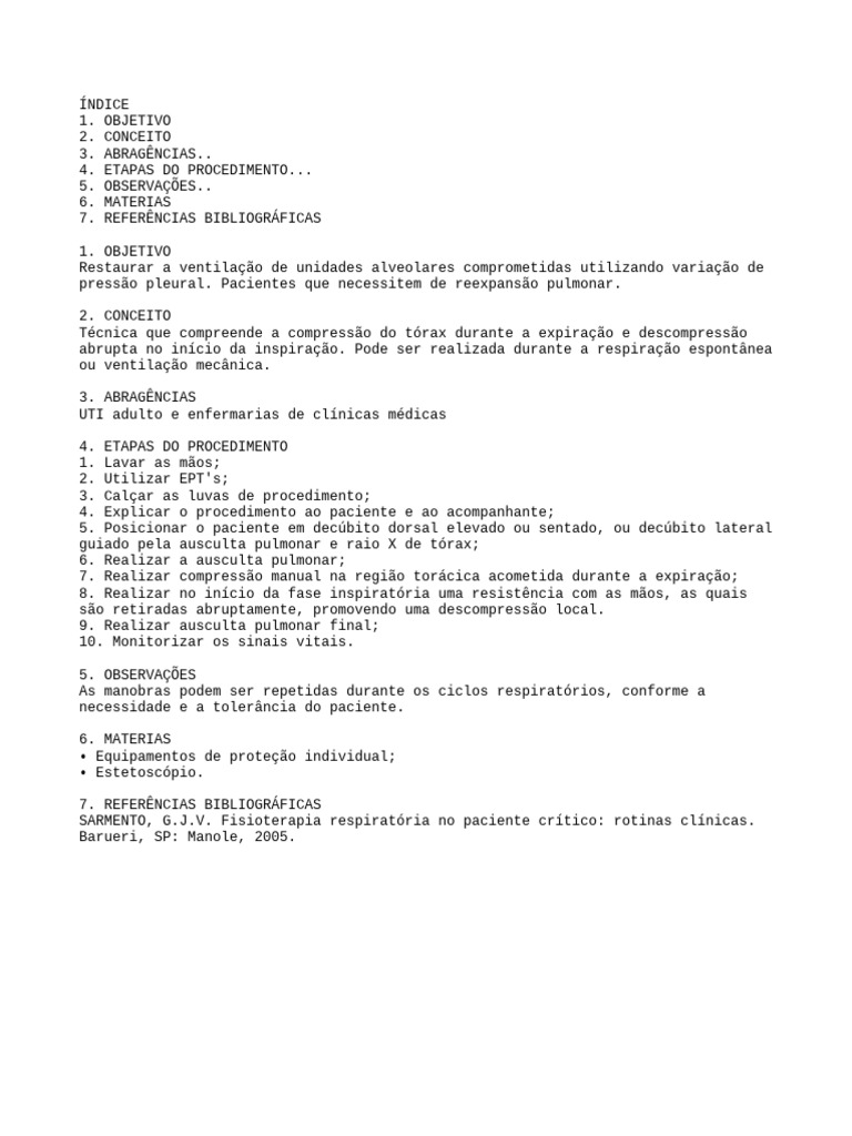 Manobra de Compressão Pulmonar | PDF