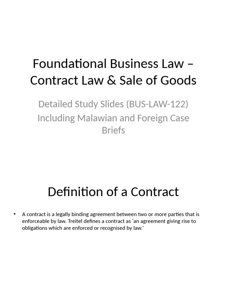 Contract and Sale of Goods Study Slides REBUILT v2 | PDF | Civil Law ...