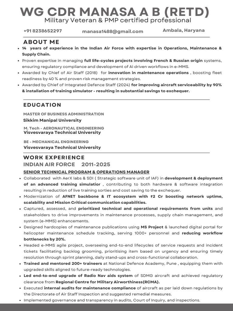 Military Veteran with Project Management Expertise | PDF | Audit ...