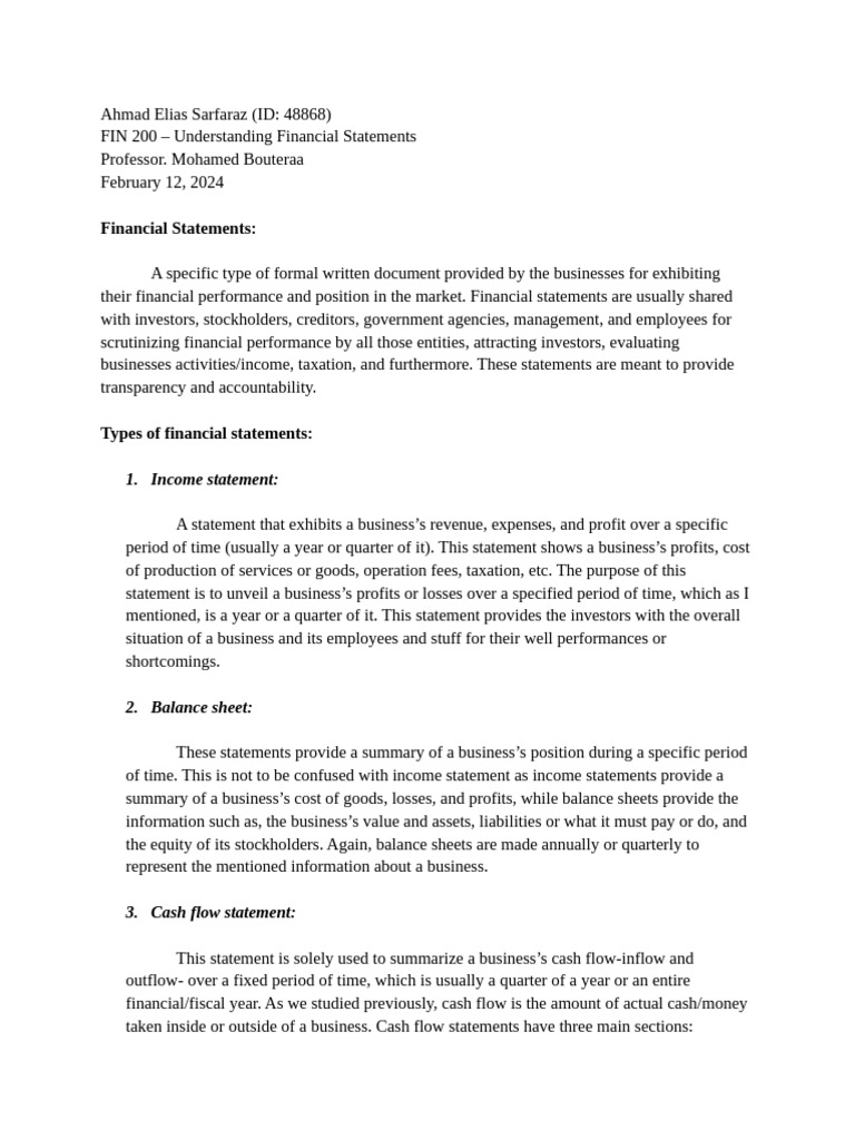 Overview of Financial Statements Types | PDF | Equity (Finance) | Dividend