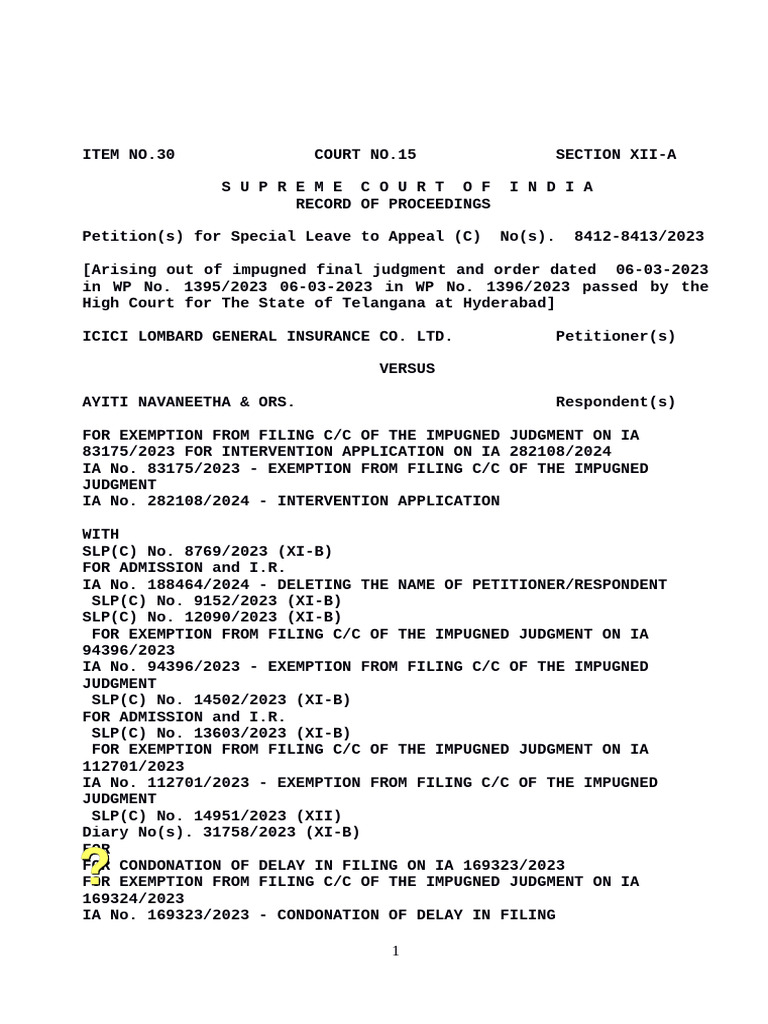Supreme Court SLP Proceedings Summary | PDF