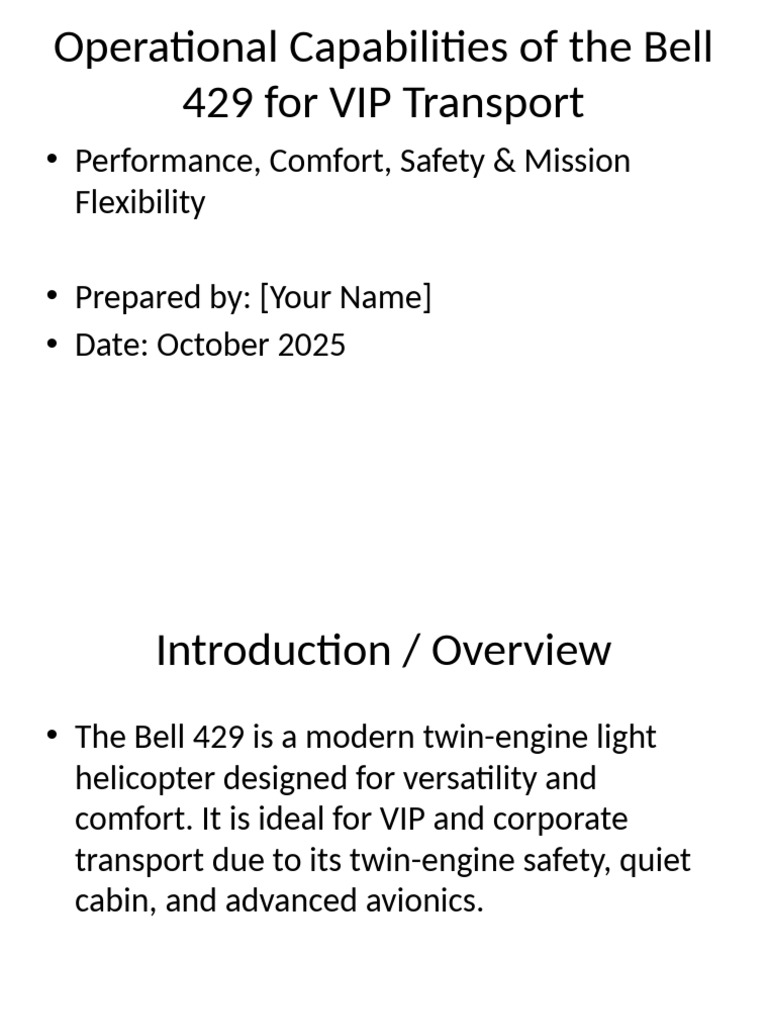 Bell 429 VIP Transport Capabilities | PDF | Aerospace | Aircraft ...