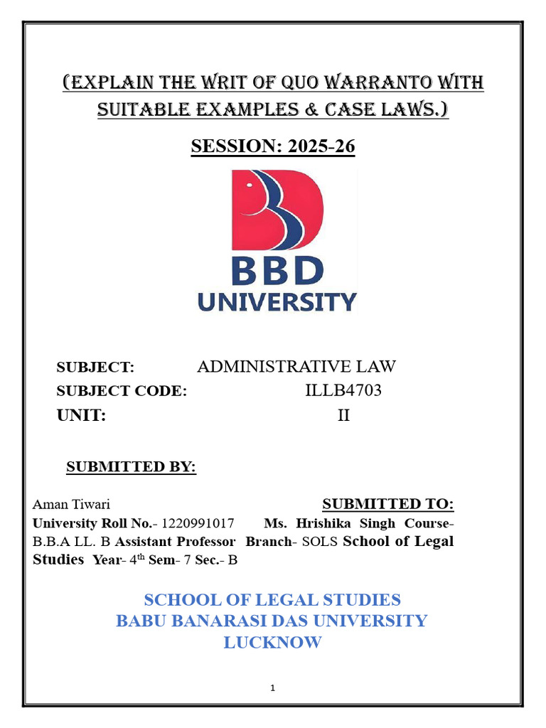 ADMINISTRATIVE LAW UNIT 2 Final | PDF | Writ | Rule Of Law