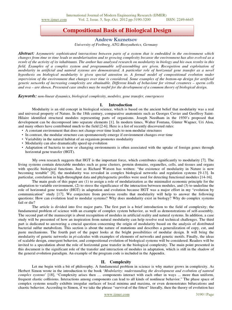 Compositional Basis of Biological Design - Andrew Kuznetsov (14p) | PDF ...