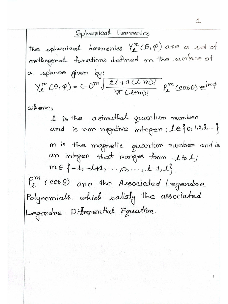 Spherical Harmonics | PDF