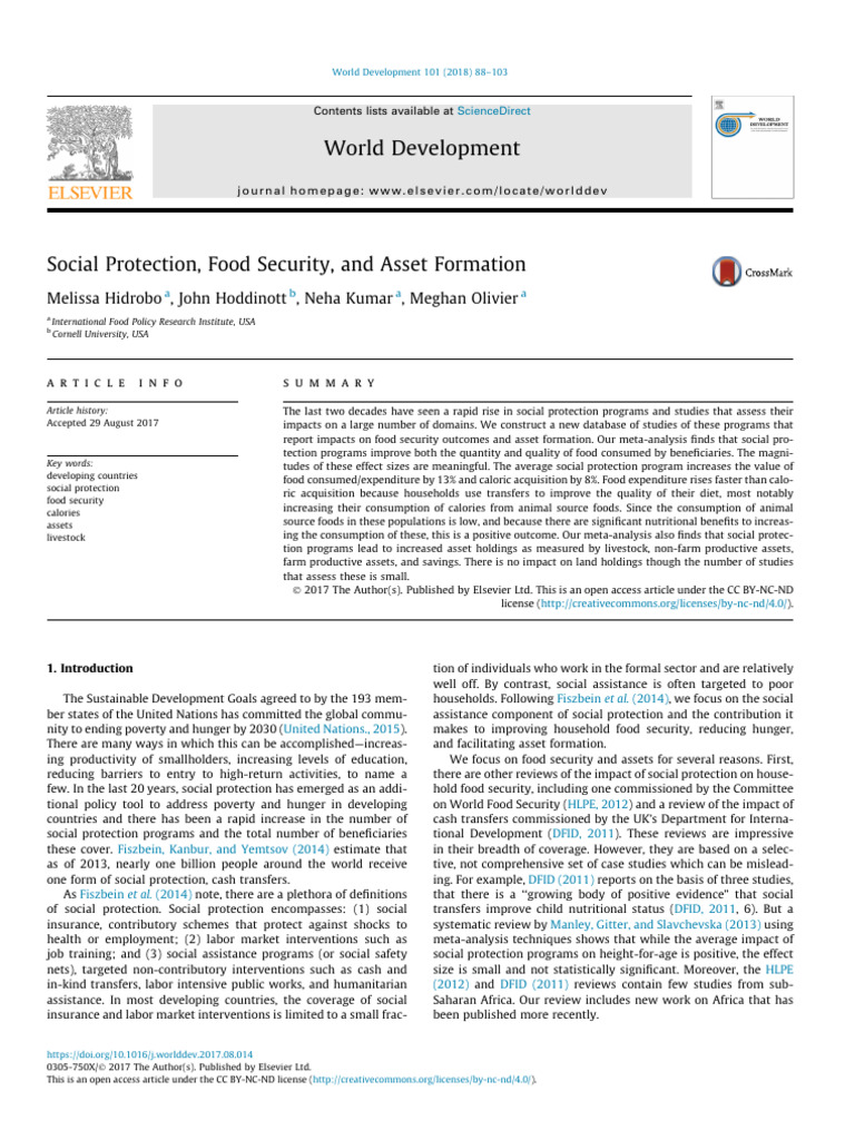 Social Protection Food Security and Asset Formation 2018 World ...