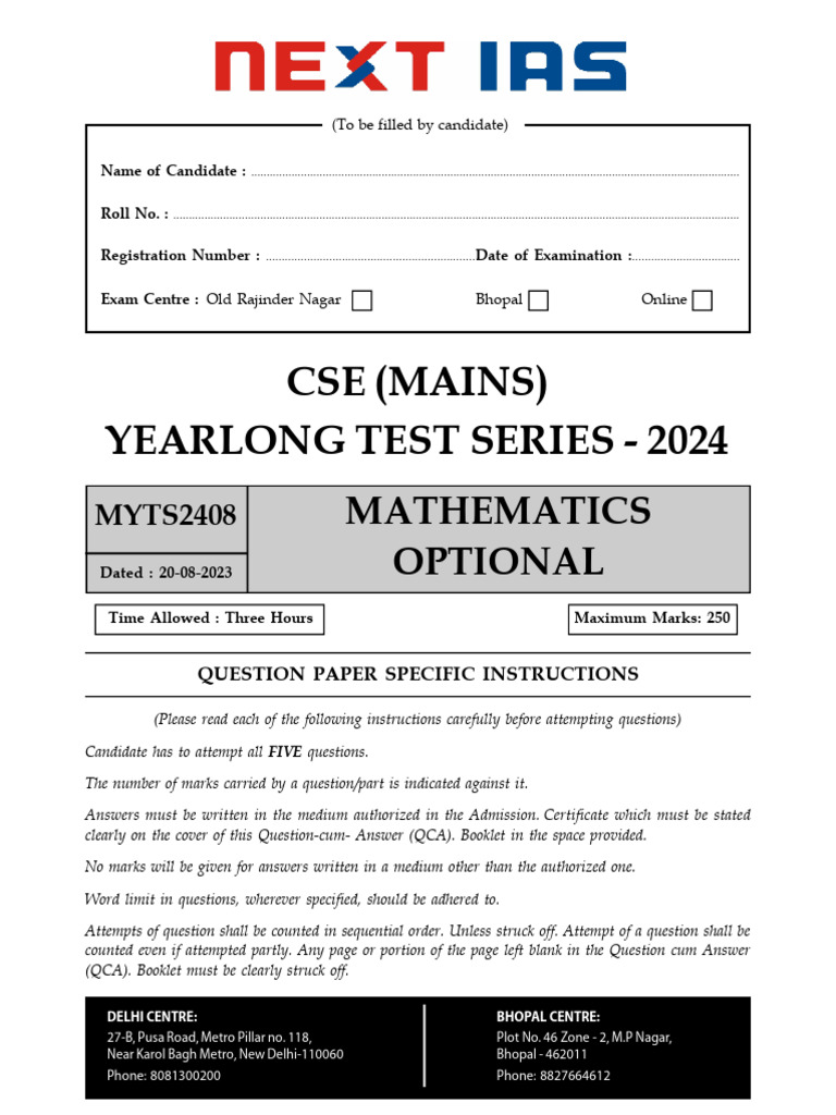 Myts Test 8 Qcab Pdf Mathematical Physics Applied Mathematics