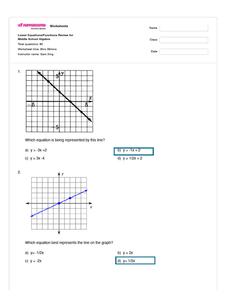 Middle School Algebra: Linear Equations Review | PDF | Function ...