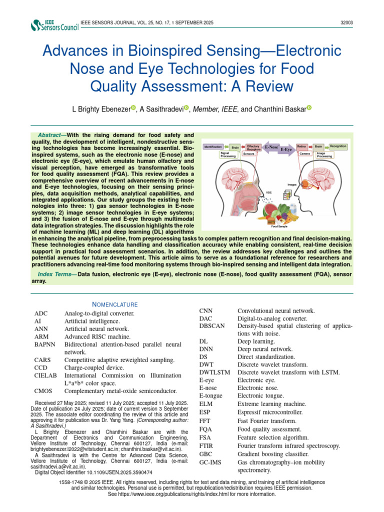 Bioinspired Sensors for Food Quality Assessment | PDF | Odor | Outlier