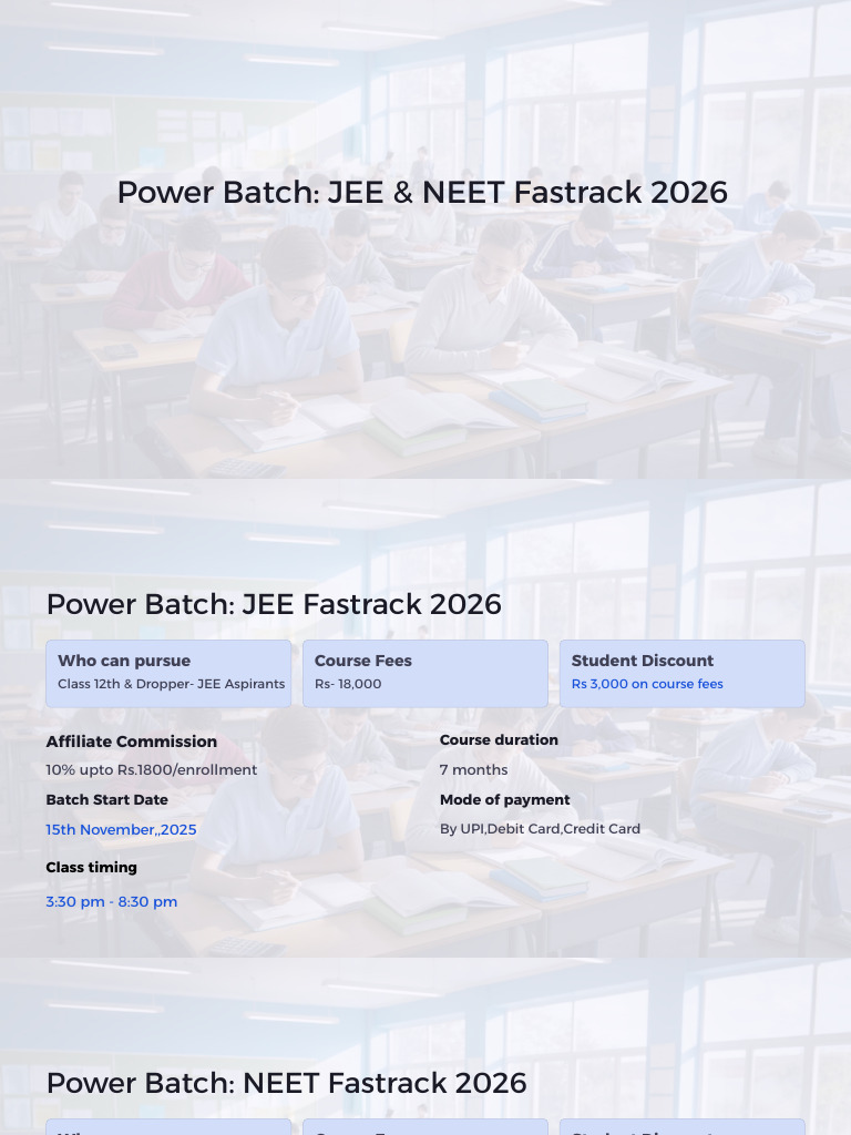 JEE NEET Fastrack 2026 Course Details PDF 1