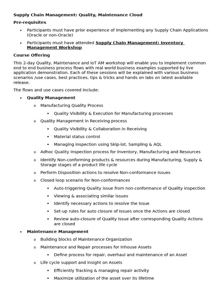 Quality & Maintenance in Supply Chain | PDF | Supply Chain Management ...