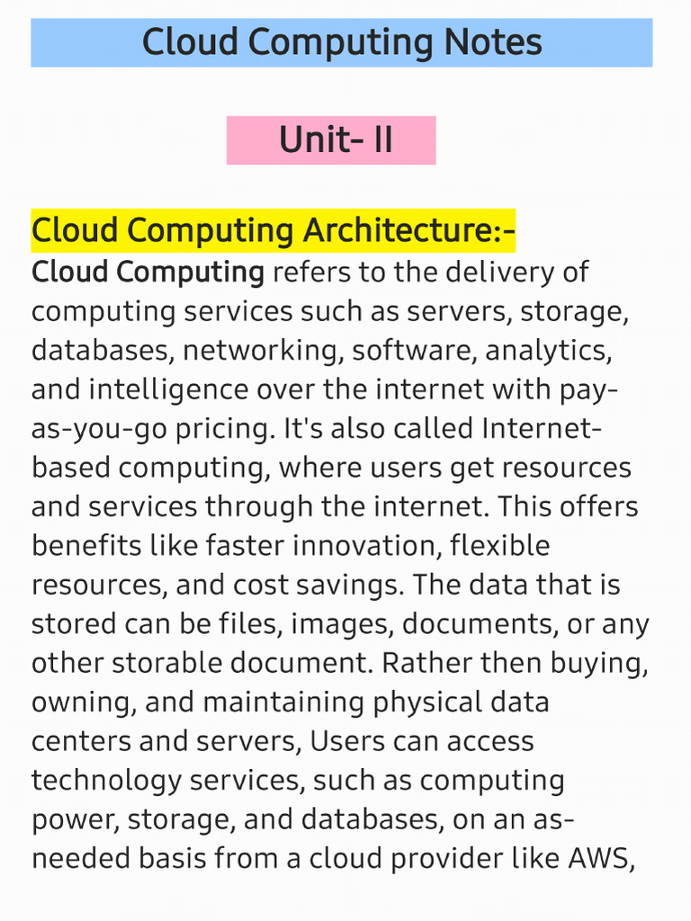 Cloud Computing Notes Unit-2 | PDF