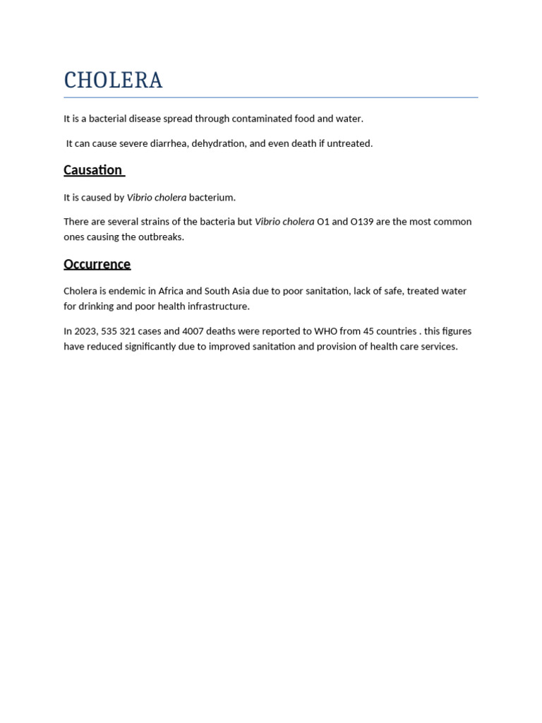 Cholera | PDF