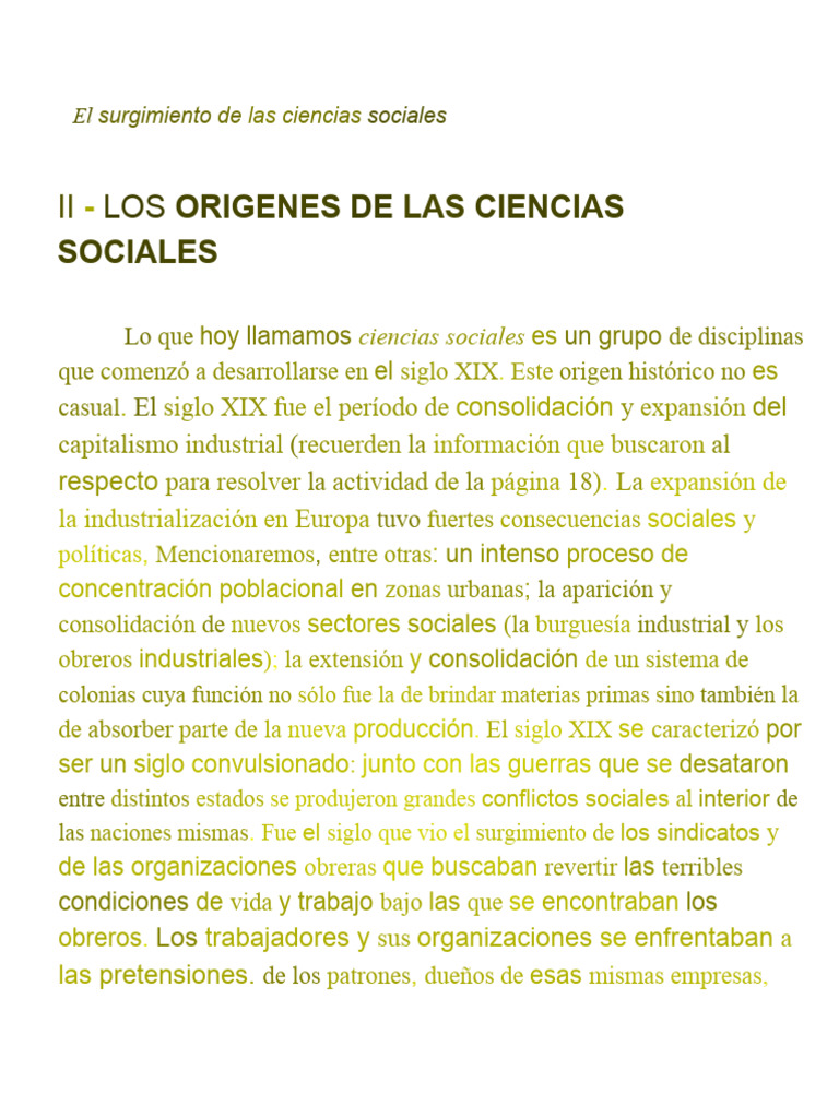 Orígenes de las Ciencias Sociales | PDF | Positivismo | Sociología